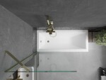 MEXEN/S - Cubik obdĺžniková vaňa 160 x 70 cm s panelom + vaňová zástena 80, transparent, zlatá 550316070X9508000050