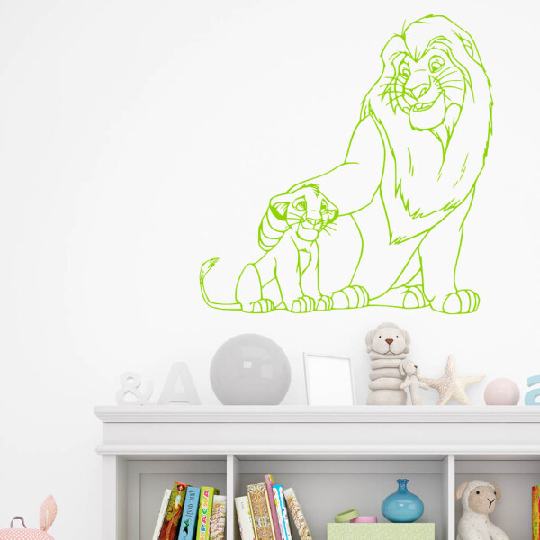 Veselá Stena Samolepka Mufasa a Simba Leví kráľ Farba: zelená, Veľkosť: 60 x 61 cm
