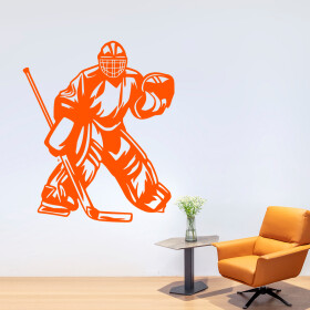 Veselá Stena Samolepka Silueta Hokejového brankára Farba: oranžová, Veľkosť: 100 x 120 cm