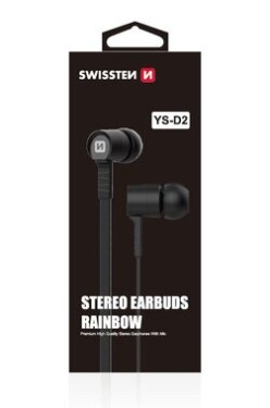 SWISSTEN Earbuds Rainbow YS-D2 čierna / Slúchadlá s mikrofónom / 3.5mm Jack / 1.2m (51106000)