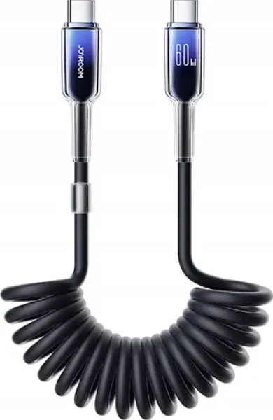 Joyroom S-A43 Crystal-Clear Series Nabíjací špirálový kábel USB-C(M) - USB-C(M) 60W 1.5m čierna (6956116728175)
