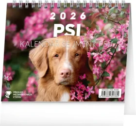 NOTIQUE Stolový kalendár Psy - s menami psov 2026, 16,5 x 13 cm (PGS-35338)