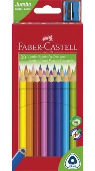 Faber-Castell Jumbo / Pastelky šesťhranné / 20 ks / + strúhadlo (116520)