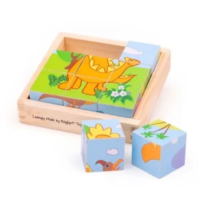 Bigjigs Toys Obrázkové kocky kubusy Dinosaury