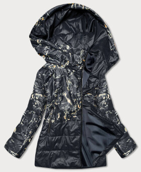 Čierna dámska bunda potlačou (7769) odcienie czerni