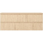 MEXEN/S - Rivel kúpeľňová skrinka pod umývadlo 120 cm s doskou, 2 zásuvky, reliéf, dub 91A20-12047-2-BFFC81