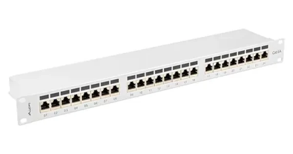 Lanberg sivý / Patch panel / 24 portov / RJ-45 / CAT6A / FTP tienený / 1U / 19" (PPSA-1024-S)