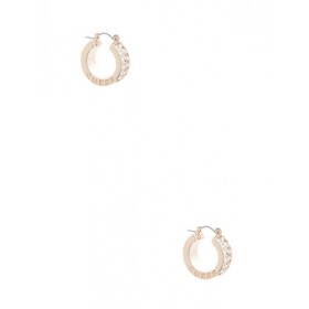 GUESS náušnice Rose Gold-Tone Rhinestone Hoop Earrings Ružovozlatá