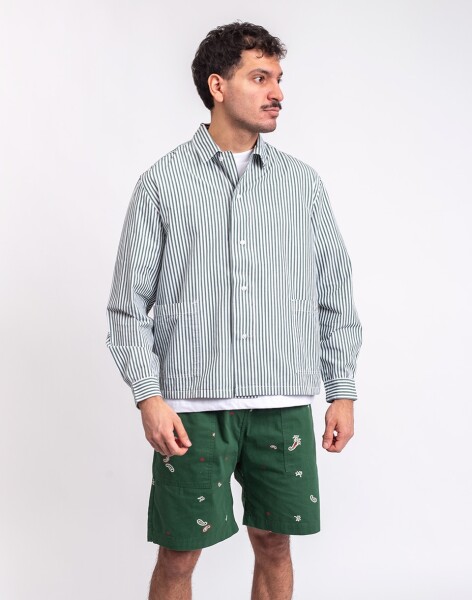Service Works Poplin Stripe Waiter Shirt FOREST L
