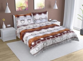 Bavlnené obliečky F 90/239 hnedé lúče 1ks 240x200, 2ks 70x90