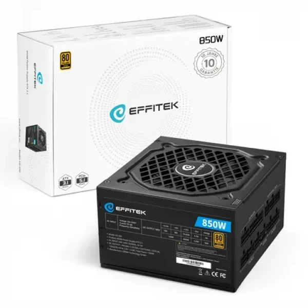 EFFITEK 850W Gold / Napájací zdroj / ATX 3.1 / PCIe 5.1 / 80 PLUS Gold / modulárny (EG-850)
