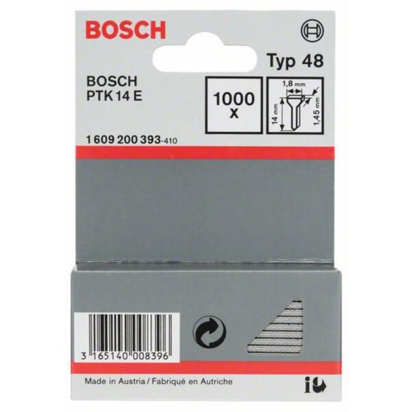 Nail type 48 1,8 x 1,45 x 14 mm 1000 ks Bosch Accessories 1609200393 Rozmery (d x š) 14 mm x 1.8 mm; 1609200393