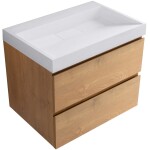 CERANO - Kúpeľňová skrinka Carole - dub medový + umývadlo z lit. mramoru Vita - biela lesklá - 70x58x46 CER-669103