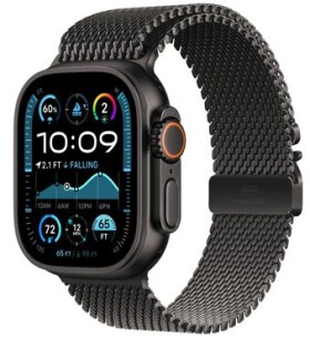 Apple Watch Ultra 2 (2024) GPS+Cellular 49mm Čierne titánové telo - Čierny titánový milánsky ťah (L) / 180-210 mm (MX5V3QC/A)