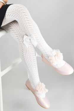 ČIPKOVANÉ PANČUCHY S MAŠĽOU RB019 2-6 L bílá 116-122