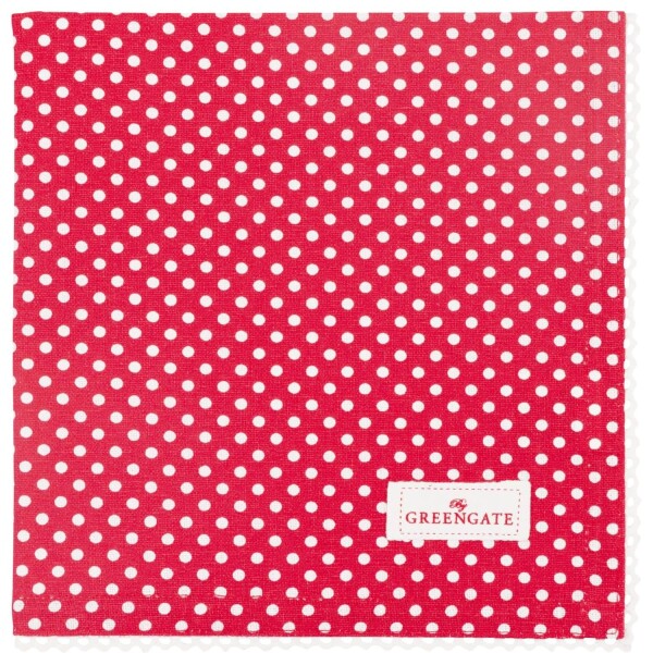 GREEN GATE Bavlnený obrúsok s čipkou Dotty Red