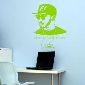 Veselá Stena Samolepka Lewis Hamilton F1 Farba: zelená, Veľkosť: 100 x 78 cm