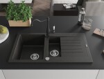 MEXEN/S MEXEN/S - Matias granitový drez 1.5 s odkvapkávačom vrátane batérie Carla čierna/zlatá metalik 6502-75-670700-70