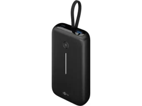 Goobay 76252 20000mAh čierna / Powerbanka / integrovaný USB-C kábel 13 cm / 30W PD/QC / 2x USB-C / 1x USB-A (76252)