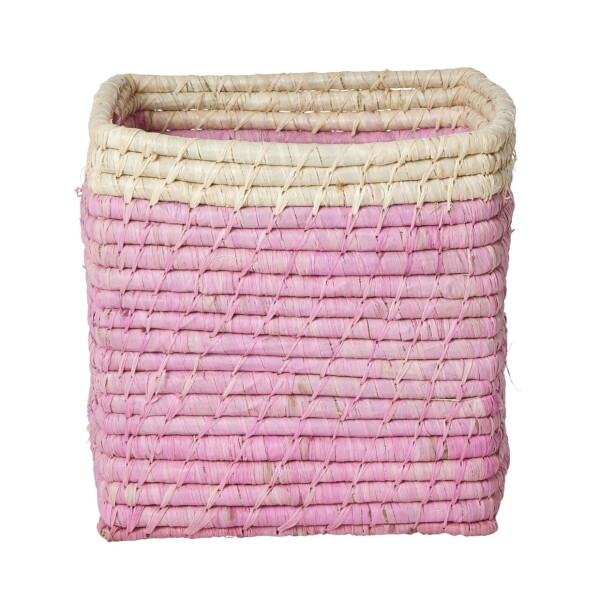 Rice Úložný koš Square Raffia Soft Pink Small