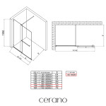 CERANO - Sprchová zástena Walk-in Medin Ľ/P - 8 mm - čierna matná, transparentné sklo - 170x195 - dvojdielna posuvná CER-478024
