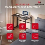 Maclean MC-1250 L/B čierna / Skladací stôl / mobilný / 100x65 cm / rohový, L-tvar / nosnosť 50 kg (MC-1250 L/B)