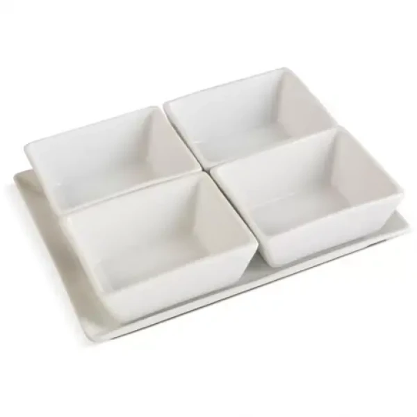 Lamart Dine Sada Servírovacie misky 4ks biela / 20 x 15cm / porcelán (8590669368631)