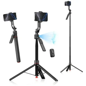 4smarts Tripod AI selfie tyč čierna / Selfie tyč a statív / AI sledovanie tváre 360 ° / výška 176 cm (541772)
