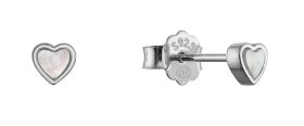 Evolution Group Minimalistické strieborné náušnice Srdiečka s perleťou 11707.1