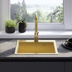 REA REA - Oceľový drez Leo 50 BRUSH GOLD s kuchynskou batériou KPL-96004