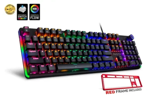 Connect IT NEO2 čierno-červená / Mechanická klávesnica / CZ + SK layout / mechanické spínače / RGB / USB-A (CKB-3592-CS)