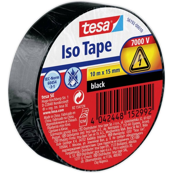 Tesa 56192-00010-22 izolačná páska čierna (d x š) 10 m x 15 mm 1 ks; 56192-00010-22