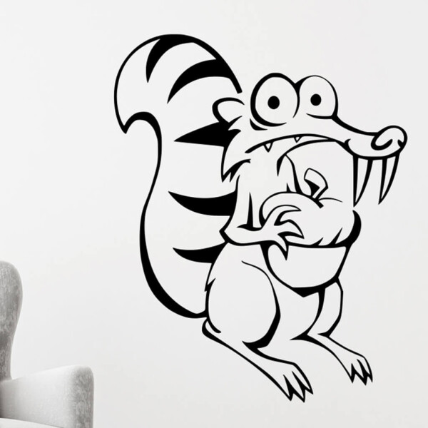 Veselá Stena Samolepka Veverička Scrat Farba: černá, Veľkosť: 80 x 63 cm