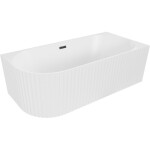 MEXEN/S - Gia voľne stojaca rohová vaňa reliéf pravá 170 x 80, biela mat, sifón a prepad čierna 52701708001P-70