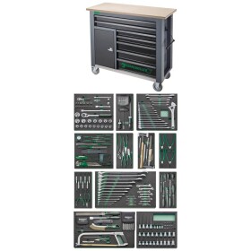 Stahlwille 98830195 Pojazdný pracovný stôl vrátane 267 dielov. Prémiový rad náradia so 7 zásuvkami (š x v x h) 1150 x 1045 x 500 mm; 98830195