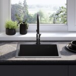 REA REA - Oceľový drez Leo 50 Black s kuchynskou batériou KPL-96005