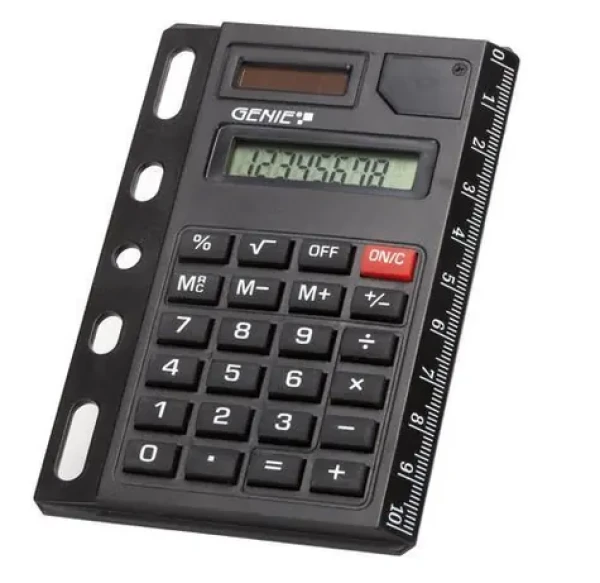 GENIE 325 čierna / Kalkulačka / vkladacia do diára / 8 miest / solárne a batériové napájanie (10250)