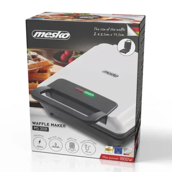 Mesko MS 3091 biela / Vaflovač / 1800 W / nepriľnavý povrch (MS 3091)