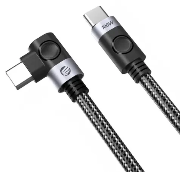 Orico C2CWT čierna / Kábel USB-C na USB-C / lomený / PD 100 W / 20 Gbps / 4K 60Hz / 2 m