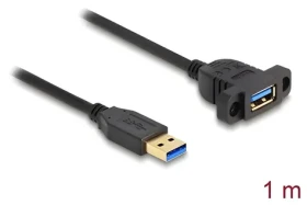 DeLock USB-A (M) - USB-A (F) čierna / Kábel / USB 3.2 Gen 1 5 Gbps / 1 m / pre vstavanie (87855)
