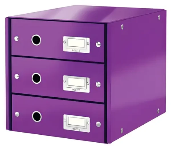 Leitz Zásuvkový box ClickStore purpurová / 3 zásuvky / kartón / 28,6 × 35,8 × 28,2 cm (60480062)
