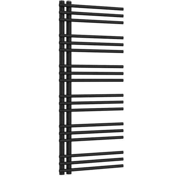 CERANO - Kúpeľňový radiátor Burke - L/P - asymetrické pripojenie 50mm - 562W - čierna matná - 1200x500 mm CER-429634