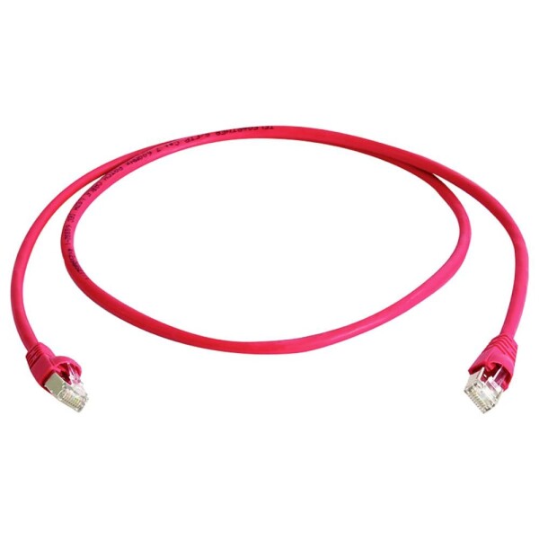 Telegärtner 100009124 RJ45 sieťové káble, prepojovacie káble CAT 6A S/FTP 25.0 m červená samozhášavý, s priechodkou chrániacou proti zlomeniu 1 ks; 100009124