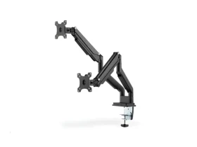 Digitus univerzálny držiak pre 2 monitory 15-32" / s plynovou pružinou a svorkou / VESA 75x100 / nosnosť 2x 9 kg (DA-90395)