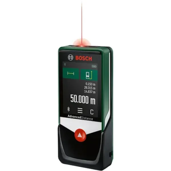 BOSCH AdvancedDistance 50C / Digitálny laserový diaľkomer / Dosah až 50 m / Presnosť ±2 mm / Bluetooth / 3x AAA (06036722Z0)