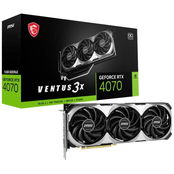 MSI GeForce RTX 4070 Ventus 3X E OC 12GB / 1920 - 2520 MHz / 12GB GDDR6 / 192-bit / 1x HDMI + 3x DP / (8) (RTX 4070 VENTUS 3X E 12G OC)