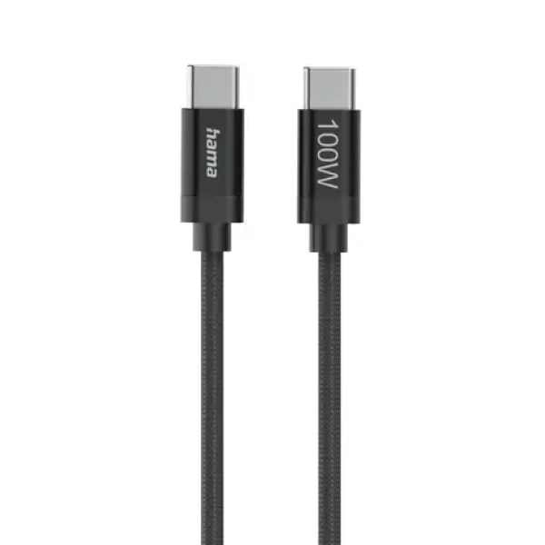 HAMA USB-C 2.0 kábel Fabric / 1,5 m / 100 W / opletený (201740)