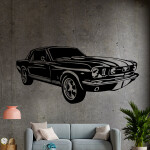 Veselá Stena Samolepka Automobil Ford Mustang Farba: čierna, Veľkosť: 60 x 28 cm