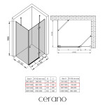 CERANO - Sprchovací kút Marino Ľ/P - 6 mm - chróm, transparentné sklo - 100x80x190 - pántový CER-422775
