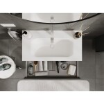 MEXEN/S - Rivel kúpeľňová skrinka 90 cm s umývadlom Vela, 1 šuplík, reliéf, grafit mat/biela mat 91A20-09023-1-BF66-W23M01